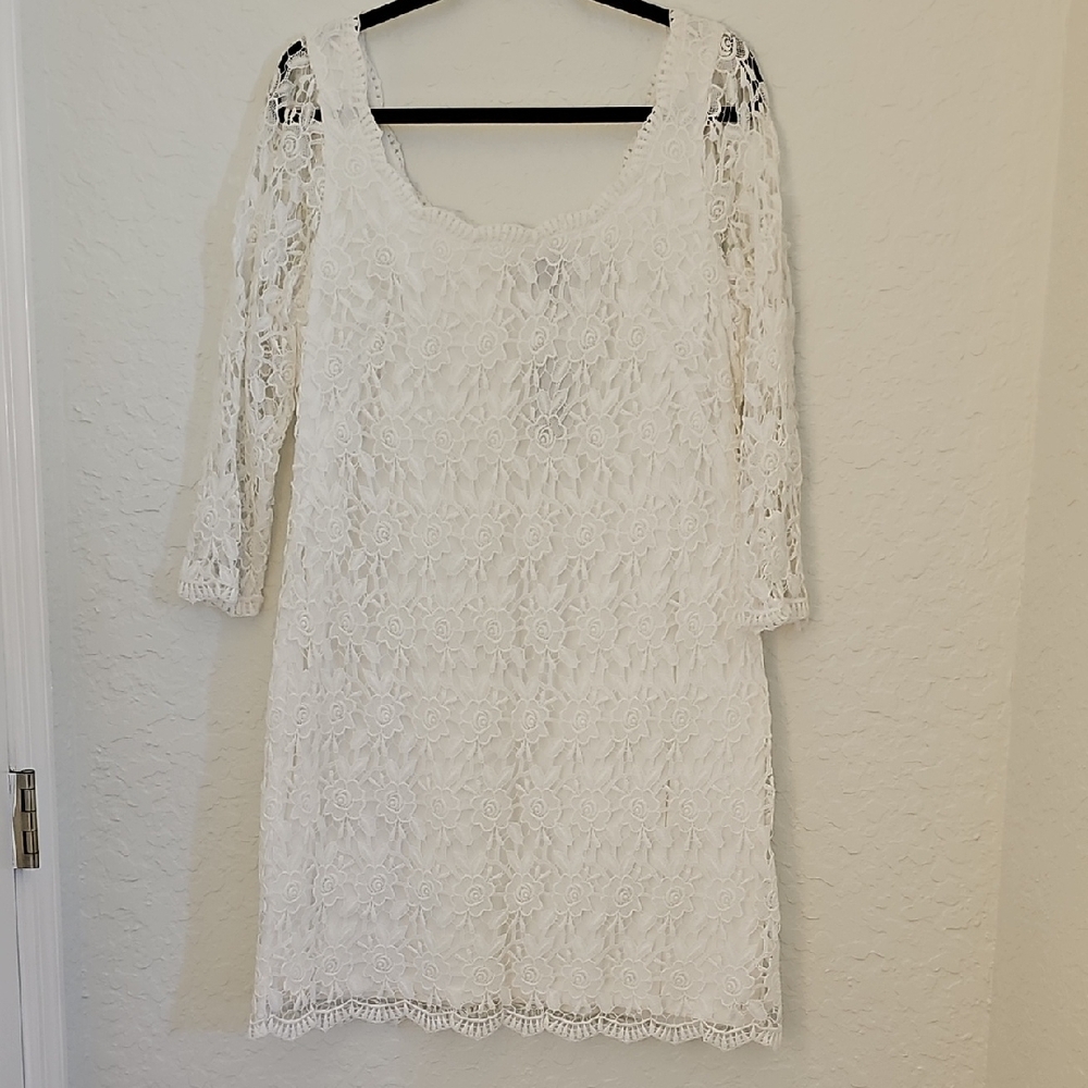 WHBM Elegant White Lace Dress - Picture 9 of 16